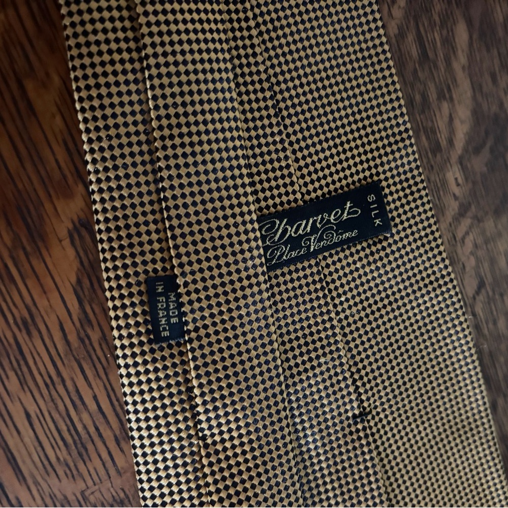 Charvet Black and Gold Checkered Tie - Picture 3 of 3
